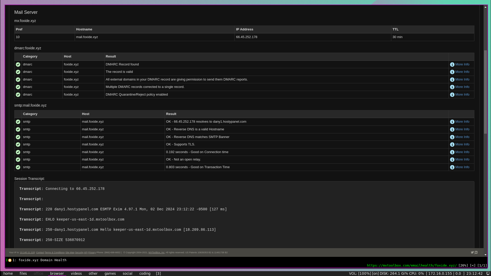 MX Toolbox Health Check for Foxide.xyz